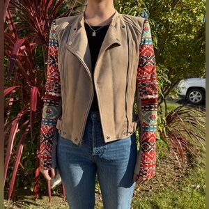 BCBGMaxAzria Women’s Faux Suede Moto Jacket size XS